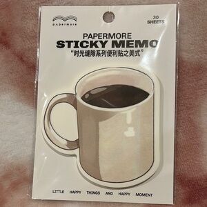 PaperMore Coffee Mug Sticky Memo Note Pad NWT 3x3” 30 sheets